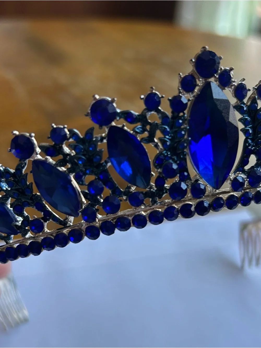 Royal Blue Crystal Tiara Crown - Women Accessories